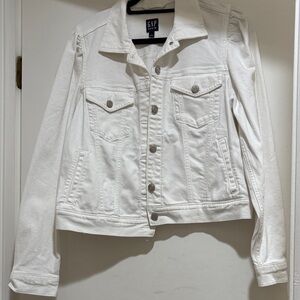 GAP Women's Puff Sleeve White Jean Jacket